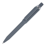 Stylo à bille en plastique recyclé, finition douce et encre bleue couleur gris