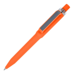 Stylo à bille en plastique recyclé, finition douce et encre bleue couleur orange