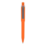 Stylo à bille en plastique recyclé, finition douce et encre bleue couleur orange deuxième vue