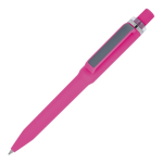 Stylo à bille en plastique recyclé, finition douce et encre bleue couleur rose