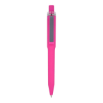 Stylo à bille en plastique recyclé, finition douce et encre bleue couleur rose deuxième vue