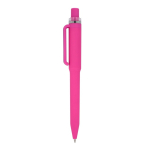 Stylo à bille en plastique recyclé, finition douce et encre bleue couleur rose troisième vue