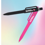 Stylo à bille en plastique recyclé, finition douce et encre bleue couleur rose septième vue