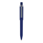 Stylo à bille en plastique recyclé, finition douce et encre bleue couleur bleu foncé deuxième vue