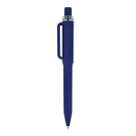 Stylo à bille en plastique recyclé, finition douce et encre bleue couleur bleu foncé troisième vue