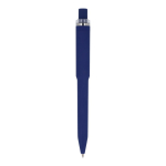 Stylo à bille en plastique recyclé, finition douce et encre bleue couleur bleu foncé quatrière vue