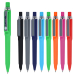 Stylo à bille en plastique recyclé, finition douce et encre bleue