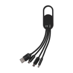 Set de câbles de charge 4 en 1 avec mousqueton et logo lumineux couleur noir deuxième vue