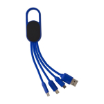 Set de câbles de charge 4 en 1 avec mousqueton et logo lumineux couleur bleu première vue