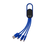 Set de câbles de charge 4 en 1 avec mousqueton et logo lumineux couleur bleu quatrième vue
