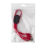 Set de câbles de charge 4 en 1 avec mousqueton et logo lumineux couleur rouge deuxième vue