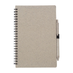 Carnet et stylo assortis en paille de blé, format A5, pages lignées couleur marron première vue