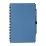 Carnet et stylo assortis en paille de blé, format A5, pages lignées couleur bleu première vue