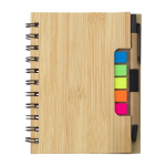 Carnet avec notes adhésives à l'intérieur, format A6, pages lignées couleur marron première vue