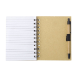 Carnet avec notes adhésives à l'intérieur, format A6, pages lignées couleur marron sixième vue