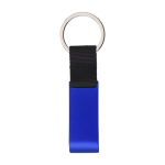 Porte-clés en métal avec décapsuleur et jeton chariot de supermarché couleur bleu première vue