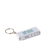 Règle plastique pliable avec mousqueton pour l'utiliser en porte-clés couleur blanc avec zone d'impression