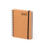 Agenda A5 à anneaux avec couverture en cuir recyclé couleur marron première vue d'usage