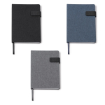 Agenda A5 en RPET avec fermeture magnétique couleur bleu gris vue détaillée 3