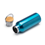 Bouteille en inox avec couvercle en bambou et anse pliable 500ml couleur noir vue détaillée 1