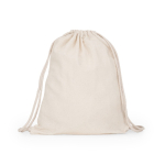 Sac à dos à ficelle en coton naturel avec cordons ajustables couleur naturel deuxième vue
