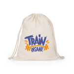 Sac à dos à ficelle en coton naturel avec cordons ajustables couleur naturel vue détaillée 1