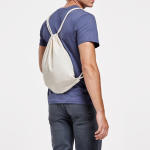 Sac à dos à ficelle en coton naturel avec cordons ajustables couleur naturel vue détaillée 2