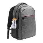 Sac à dos en polyester chiné avec compartiment pour ordinateur couleur noir mat première vue d'usage