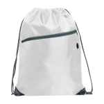 Sac cordon multifonction avec une poche zippée à l’avant couleur blanc deuxième vue