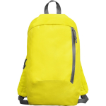 Sac à dos en polyester avec poche avant et bretelles réglables couleur jaune deuxième vue