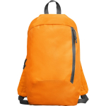 Sac à dos en polyester avec poche avant et bretelles réglables couleur orange deuxième vue