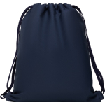 Sac à dos à cordelettes de style sportif en polyester 150 g/m² couleur bleu marine première vue d'usage