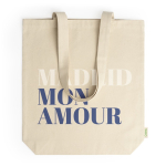 Tote bag en coton bio avec soufflet et longues anses 70 cm 280 g/m² couleur naturel vue détaillée 1
