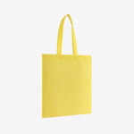 Sac non-tissé avec longues anses thermoscellées et résistance 6kg couleur jaune première vue d'usage