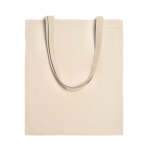 Sac en coton naturel avec de longues poignées 140 g/m² couleur naturel deuxième vue