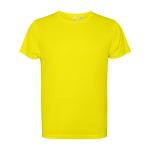 T-shirt en polyester recyclé 125 g/m² Roly Direct Estoril couleur jaune fluorescent deuxième vue