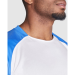 T-shirt technique avec manches raglan 140 g/m² Roly Direct Bugatti couleur blanc/bleu vue détaillée 1