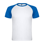 T-shirt de sport bicolore 140 g/m² Roly Direct Indianapolis couleur blanc/bleu deuxième vue
