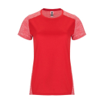 T-shirt technique bicolore pour femme 135 g/m² Roly Direct Zolder couleur rouge deuxième vue