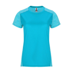 T-shirt technique bicolore pour femme 135 g/m² Roly Direct Zolder couleur turquoise deuxième vue