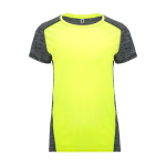 T-shirt technique bicolore pour femme 135 g/m² Roly Direct Zolder couleur jaune fluorescent deuxième vue