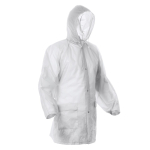 Imperméable finitions thermosoudées avec fermeture centrale et capuche couleur blanc deuxième vue