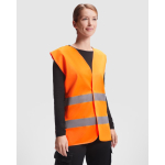 Gilet haute visibilité avec bandes réfléchissantes Roly Sirio couleur orange fluorescent première vue d'usage