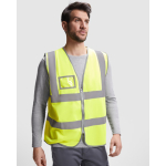 Gilet haute visibilité avec poche et fermeture éclair Roly Polux couleur jaune fluorescent première vue d'usage