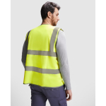 Gilet haute visibilité avec poche et fermeture éclair Roly Polux couleur jaune fluorescent quatrième vue d'usage