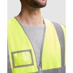 Gilet haute visibilité avec poche et fermeture éclair Roly Polux couleur jaune fluorescent vue détaillée 2