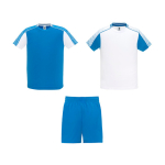 Ensemble unisexe 2 t-shirts et 1 short 140 g/m² Roly Direct Juve couleur blanc/bleu deuxième vue
