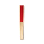 Éventail avec tiges en bambou et tissu en polyester en couleurs couleur rouge vue détaillée 4