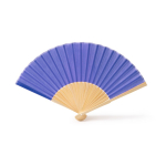 Éventail avec tiges en bambou et tissu en polyester en couleurs couleur bleu roi deuxième vue