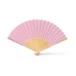 Éventail avec tiges en bambou et tissu en polyester en couleurs couleur rose clair  deuxième vue